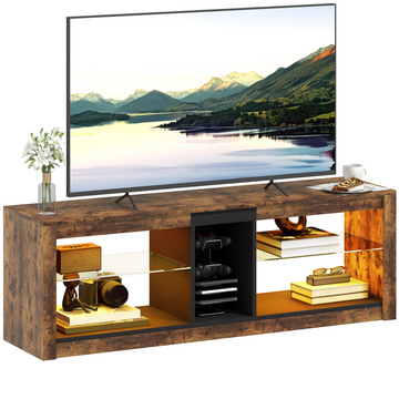 Rustic LED TV Stand - Sleek Entertainment Centre for Up to 65" Screens