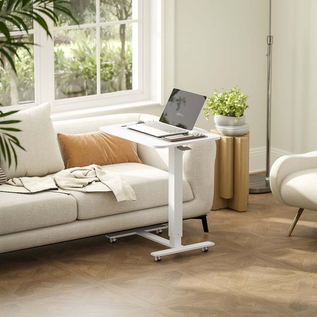 Versatile  Height Adjustable Mobile Standing Desk - Perfect for Home Offices!